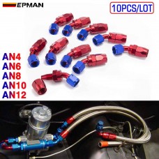 EPMAN 10PCS/LOT AN4 AN6 AN8 AN10 AN12  Pipe joints Aluminum 45 Degree Swivel Oil/Fuel Fitting Adaptor Oil cooler hose fitting AN-45A